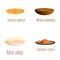 Indian cuisine icons set cartoon vector. Traditional indian meal