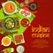 Indian cuisine menu cover, Asian spice food