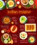 Indian cuisine menu, fish curry, rice, vegetables
