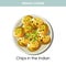 Indian cuisine potato chips traditional dish food vector icon for restaurant menu