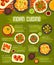 Indian cuisine vector menu, spice vegetable food