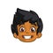 Indian cute small boy head cartoon. Indian afro-american boy smiling expression. Vector icon outlined