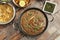 Indian Dal Makhani with Pulav or Vegetable Pulao and Chana Masala