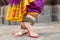 Indian Dance Form Odissi. Feet of asian classical dancer.