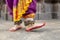 Indian Dance Form Odissi. Feet of asian classical dancer.