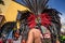 Indian dancer wearing feather headdress