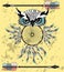 Indian decorative Dream Catcher owl in graphic style. illustration