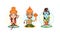 Indian Deity as Gods and Goddesses in Hinduism Vector Set