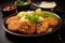 Indian delicacy Sabudana vada, made from sago, served with chutney