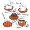 Indian desserts drawing set vector illustration