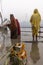 Indian devotees performing rituals on chhath puja