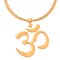 Indian Dharma Symbol on golden chain, 3D rendering