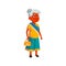 indian elderly lady waiting bus cartoon vector