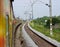 Indian electric train with vacant railway stock photograph