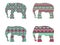 Indian elephant pattern. Contour elephant pattern. Vector illustrations.