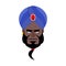 Indian face in turban angry Emoji. Head man of India evil emotion isolated