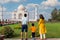 Indian Family admiring beautiful Tajmahal  Agra. travel Wish list for 2021