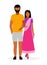 Indian family flat illustration. Asian couple cartoon characters. Wife in traditional indian dhoti and husband in casual clothing