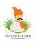 Indian farmer cartoon character or vector