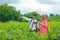 Indian farmer Discussing with agronomist at Farm and collecting some information