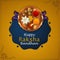 Indian festival happy rakhi celebration greeting card with pooja thali