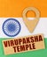On the Indian flag, a geolocation symbol and a sign with the inscription - Virupaksha temple