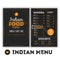 Indian Food menu template with grunge doodles in hand drawn style. Oriental culture restaurant illustration