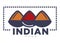 Indian food promotional emblem with bowls of rice