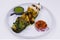 Indian food speciality tandoori chicken tikka varieties, cream, saffron and spinach based marinated chicken cubes