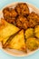 Indian Food Style Snacks Vegetarian Tikka Vegetarian Samosa Onion Bhaji