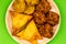 Indian Food Style Snacks Vegetarian Tikka Vegetarian Samosa Onion Bhaji