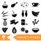 Indian food theme set of simple icons red seamless pattern eps10