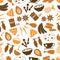 Indian food theme set of simple icons seamless pattern eps10