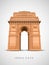 Indian Gate in Delhi isolated on white. war memorial design. vector illustration