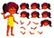 Indian Girl, Child Vector. Joy. Hindu In Water Park. Summer Vacation. Face Emotions, Various Gestures. Animation