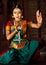 Indian girl dancing Bharat Natyam dance