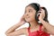 Indian girl listening music