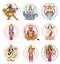 Indian god vector hinduism godhead of goddess and godlike idol Ganesha in India illustration set of asian godly religion