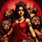 Indian goddess Durga with multiple Tigers comic art