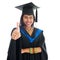 Indian graduate student giving thumb up hand sign