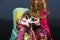 Indian handicraft, handmade puppet attached string, King and queen Rajasthan India.