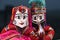 Indian handicraft, handmade puppet attached string, King and queen Rajasthan India.