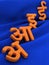 Indian Hindi alphabets on blue background