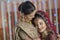 Indian Hindu Bride emotional hugging mother.