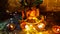 In The Indian Hindu Worship, At Night Time, Diya Lamp Burning Front Of Lord