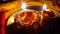 In The Indian Hindu Worship, At Night Time, Diya Lamp Burning Front Of Lord. Retuls