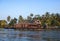 Indian houseboat floating in backwaters in Kerala state, South India