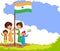 Indian kid hoisting flag of India