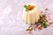Indian kulfi dessert, ice cream with safron, mint, nuts
