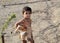 Indian little girl with stuffed tiger